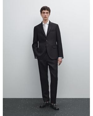 MASSIMO DUTTI 100% Linen Suit Blazer - Black