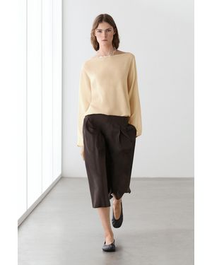 MASSIMO DUTTI Long Striped Bermuda Shorts - Black