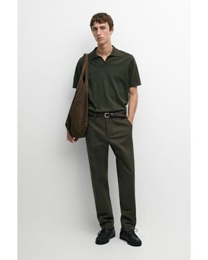 MASSIMO DUTTI Cotton Blend Slim Fit Trousers - Green