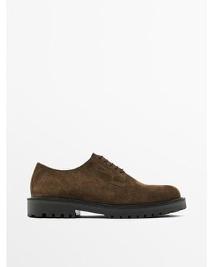 MASSIMO DUTTI Splitsuède Schoenen Met Trackzool - Bruin