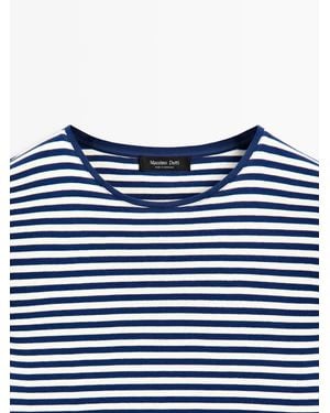 MASSIMO DUTTI Long Sleeve Striped T-Shirt With Contrast Detail - Multicolour