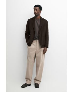 MASSIMO DUTTI Cotton Blend Pleated Trousers - Multicolour