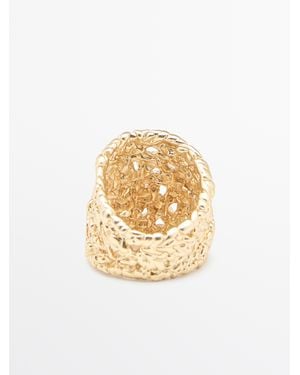 MASSIMO DUTTI Braided Texture Ring - Metallic