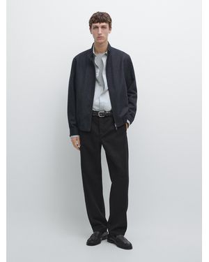 MASSIMO DUTTI Cotton Twill Trousers With Elasticated Waistband - Blue