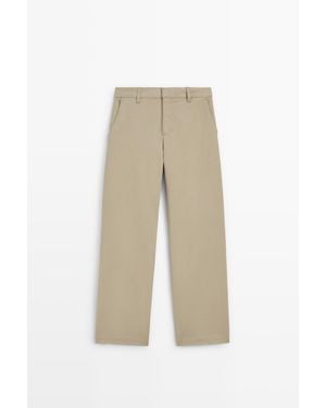 MASSIMO DUTTI Stretch Broek Van Katoenmix - Naturel