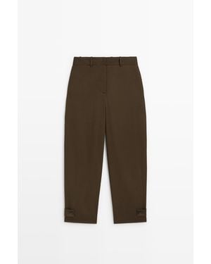 MASSIMO DUTTI Broek Met Knoopdetail Aan De Zoom - Groen