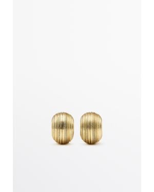MASSIMO DUTTI Raised Detail Hoop Earrings - Metallic