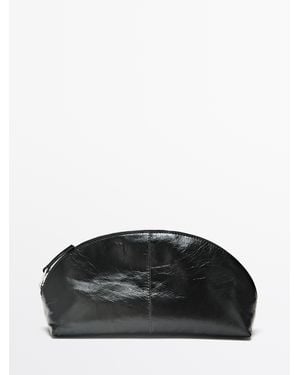 MASSIMO DUTTI Nappa Leather Toiletries Bag - Black