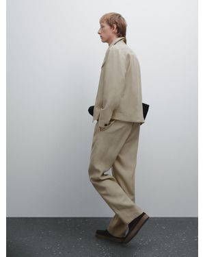 MASSIMO DUTTI Total Look Wide-Leg Linen Trousers - Grey