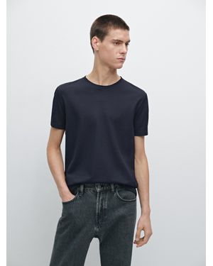 MASSIMO DUTTI T-Shirt À Manches Courtes Avec Couture Contrastante - Bleu