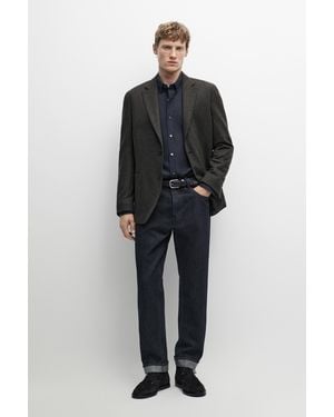 MASSIMO DUTTI 100% Wool Houndstooth Blazer - Black
