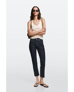 MASSIMO DUTTI Jeans Slim Fit Cropped Tiro Medio - Azul
