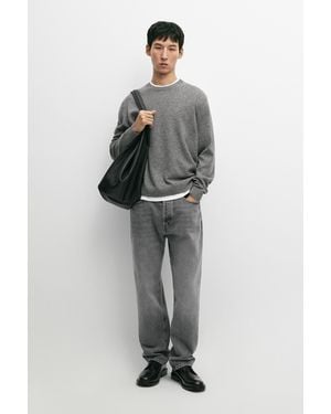 MASSIMO DUTTI Wool Blend Round Neck Knit Jumper - Grey