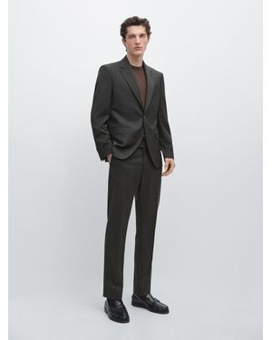MASSIMO DUTTI Pinstriped Cool Wool Suit Pants - Gray