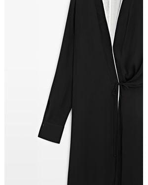 MASSIMO DUTTI Flowing Wrap Dress With Tie - Black