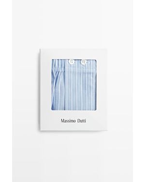 MASSIMO DUTTI 100% Cotton Striped Boxers - Blue