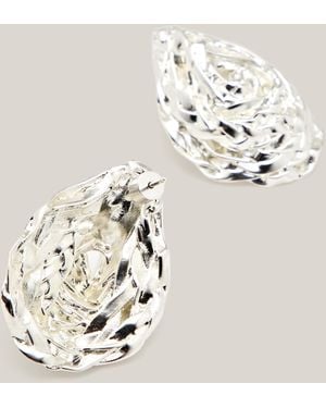 MASSIMO DUTTI Basket Weave Textured Earrings - Metallic