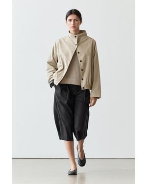 MASSIMO DUTTI Bomber Jacket With Funnel Neck - Natural