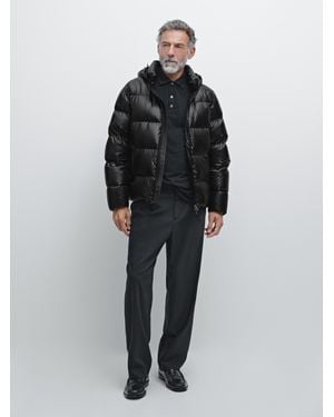 MASSIMO DUTTI Water-Repellent Satin Puffer Jacket - Black