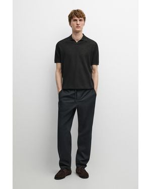 MASSIMO DUTTI Cotton Blend Jogger Fit Trousers - Black