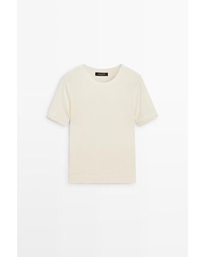MASSIMO DUTTI T-Shirt À Manches Courtes En Coton Mélangé - Blanc