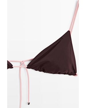 MASSIMO DUTTI Contrast Tie Triangle Bikini Top - Purple