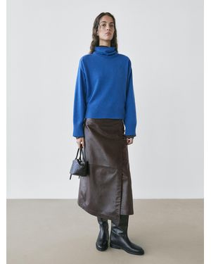 MASSIMO DUTTI Jersey Punto Cuello Alto Mezcla Lana - Azul