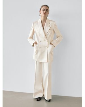 MASSIMO DUTTI Satin Blazer With Buttons - White