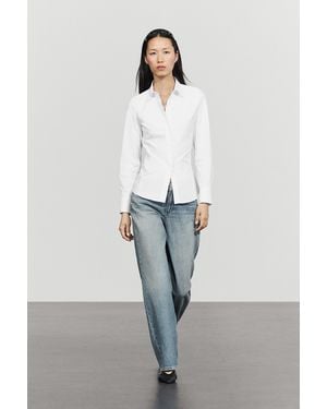 MASSIMO DUTTI Cotton Blend Poplin Shirt - Gray