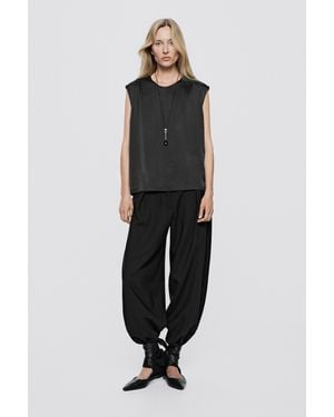 MASSIMO DUTTI Flowing Satin Top - Black