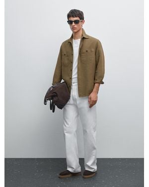 MASSIMO DUTTI Hemdjacke Im Relaxed-Fit - Weiß