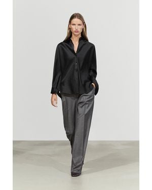 MASSIMO DUTTI Camicia Fluida Satinata - Nero