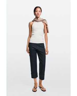 MASSIMO DUTTI Capri Jeans With Turn-Up Hem Detail - Blue