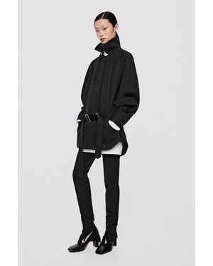 MASSIMO DUTTI 100% Wool Jacket With Belt Detail - Black