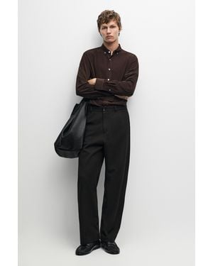 MASSIMO DUTTI Camisa Regular Fit Micropana - Negro