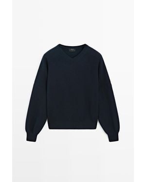 MASSIMO DUTTI Oversized Trui Van 100% Wol - Blauw