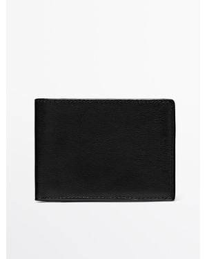 MASSIMO DUTTI Nappaleren Horizontale Portefeuille - Zwart