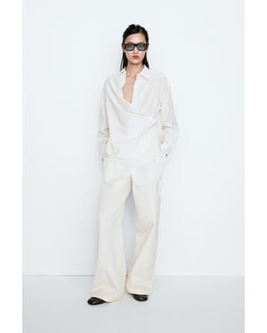 MASSIMO DUTTI Flowing Button-Detail Shirt - Natural