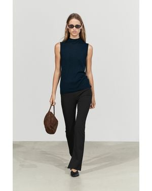 MASSIMO DUTTI Technical Flare Fit Trousers - Blue