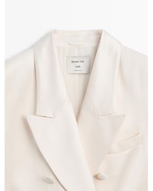 MASSIMO DUTTI Satin Button-Down Jacket - White