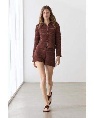 MASSIMO DUTTI Cotton Crochet Shorts - Purple