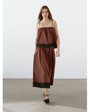 MASSIMO DUTTI Weitschwingender Midirock Mit Bändern - Braun
