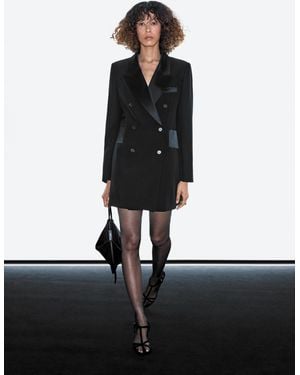 MASSIMO DUTTI Blazer-Style Dress With Satin Detail - Black
