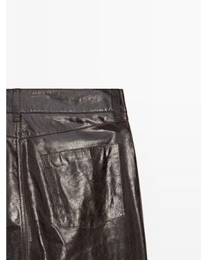 MASSIMO DUTTI Nappa Leather Pants - Brown