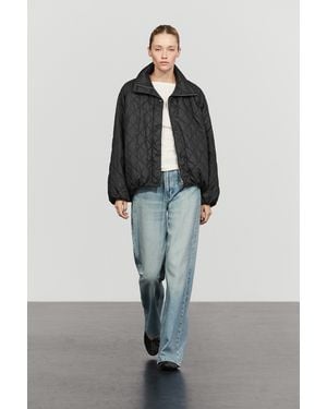 MASSIMO DUTTI High Neck Quilted Bomber Jacket - Black