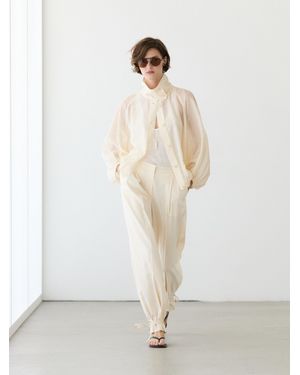 MASSIMO DUTTI Flowy Bomber Jacket With Puff Detail - White