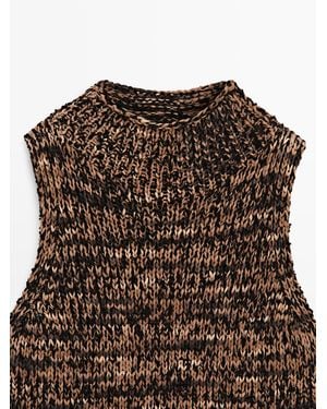 MASSIMO DUTTI Marl Knit Halter Top - Brown
