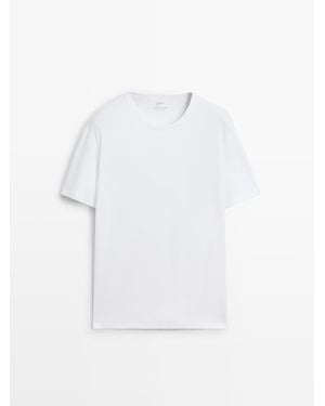 MASSIMO DUTTI Pyjamatop Met Korte Mouw En Gestreepte Broek - Wit