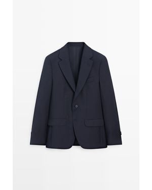 MASSIMO DUTTI Kostuumblazer Met Structuur - Blauw