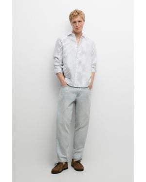 MASSIMO DUTTI 100% Linen Regular Fit Shirt - Gray